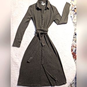 Evergreen Long-Sleeve Midi Knit Dress